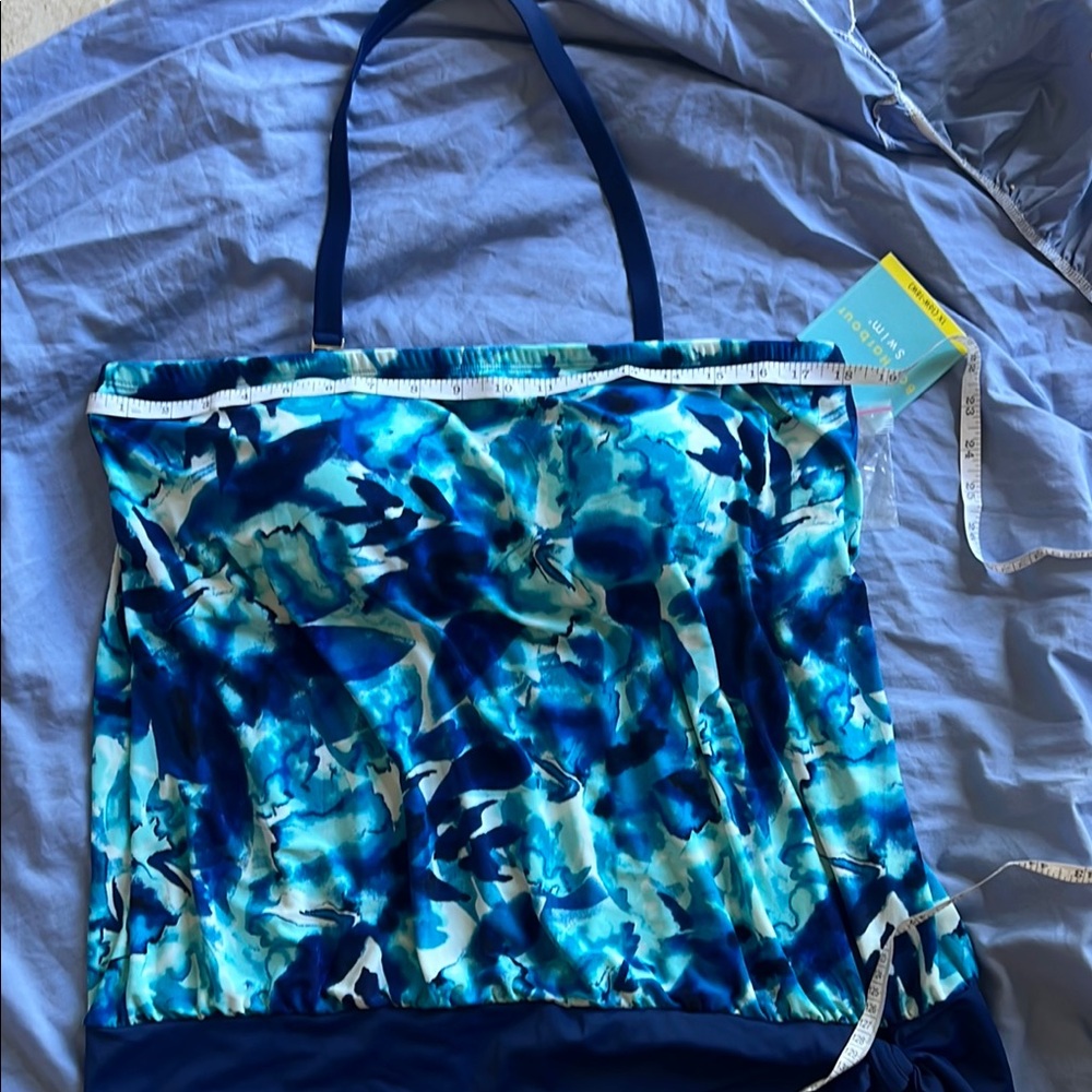 Blue Floral Swim Top size 16-18